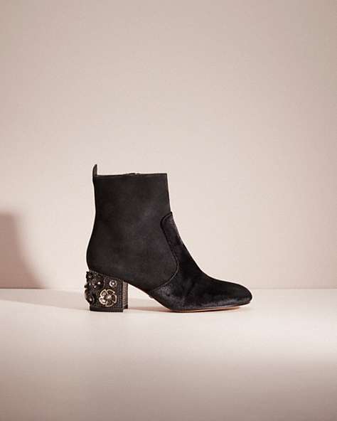 COACH®,RESTORED JULIET ANKLE BOOTIE,Signature Coated Canvas,Black,Front View