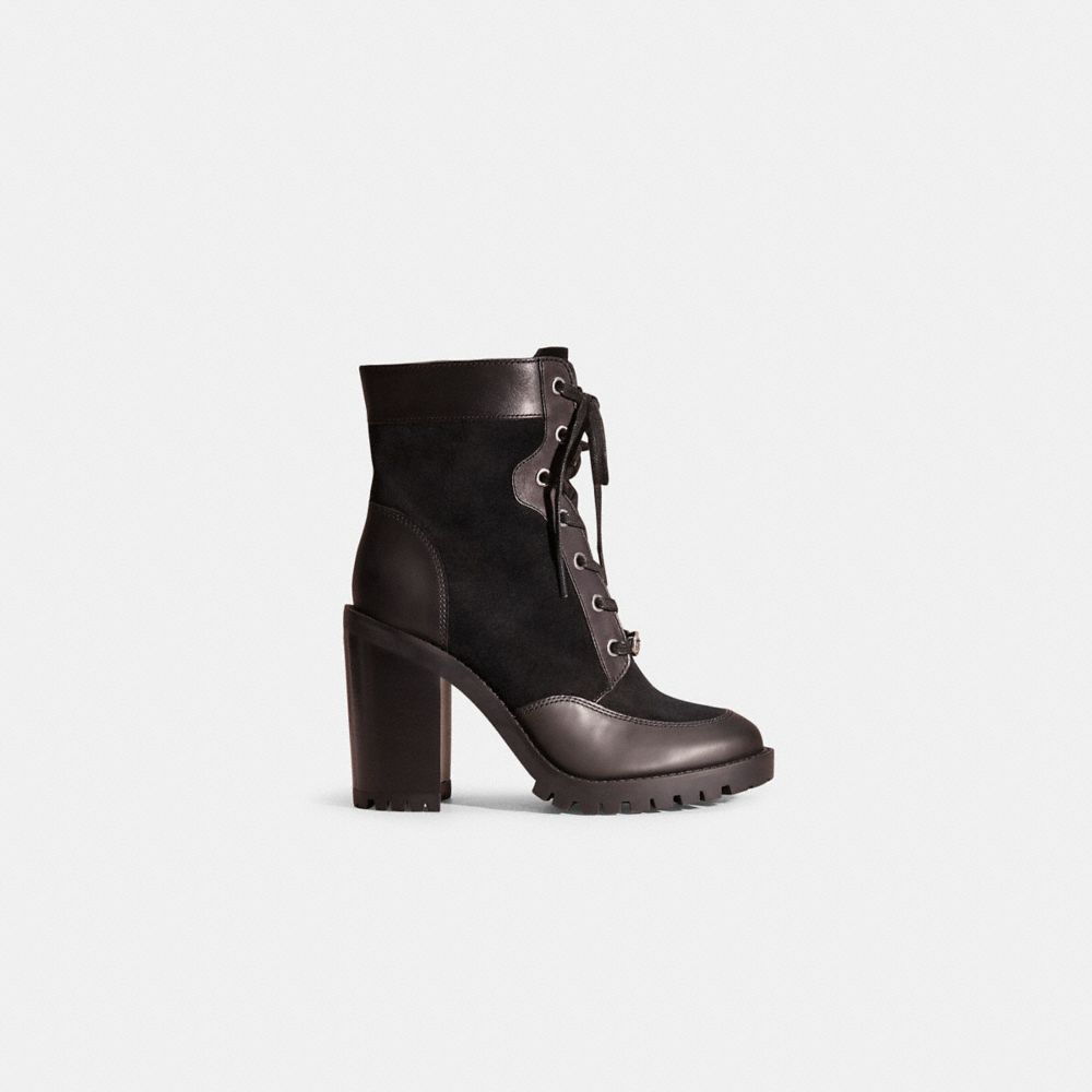 Coach delaney signature store buckle heel bootie