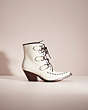 COACH®,RESTORED LACE UP CHAIN BOOTIE,Leather,Chalk,Front View
