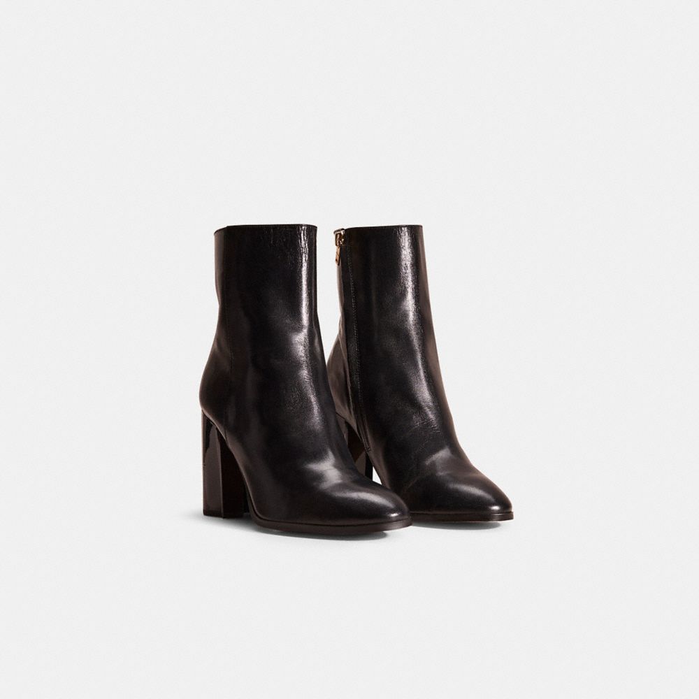 COACH®,Restored Brielle Bootie,Leather,Rubber,Bootie,Seam,Traction,Day Party,Black,Angle View