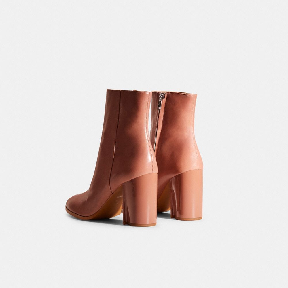 COACH®,Restored Brielle Bootie,Leather,Rubber,Bootie,Seam,Traction,Day Party,Blush,Back View
