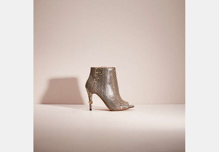 COACH®,RESTORED REMI BOOTIE IN SNAKESKIN,Snakeskin Leather,Tan,Front View