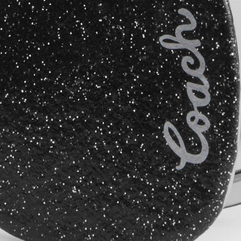 COACH®,MIROIR COMPACT EN FORME DE CŒUR À PAILLETTES,Argent/Noir