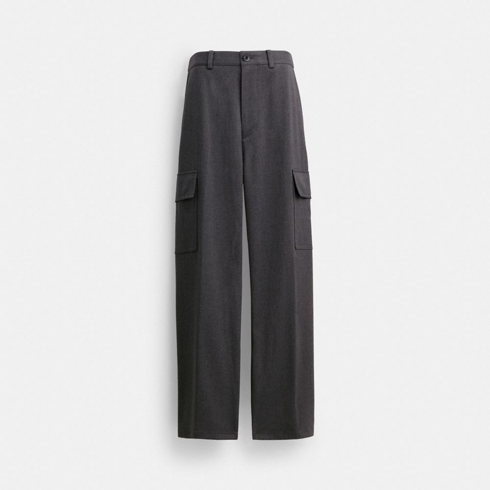 COACH®,Tailored Pants,Straight,Cargo,Trouser,No Embellishment,Casual,Gray,Front View