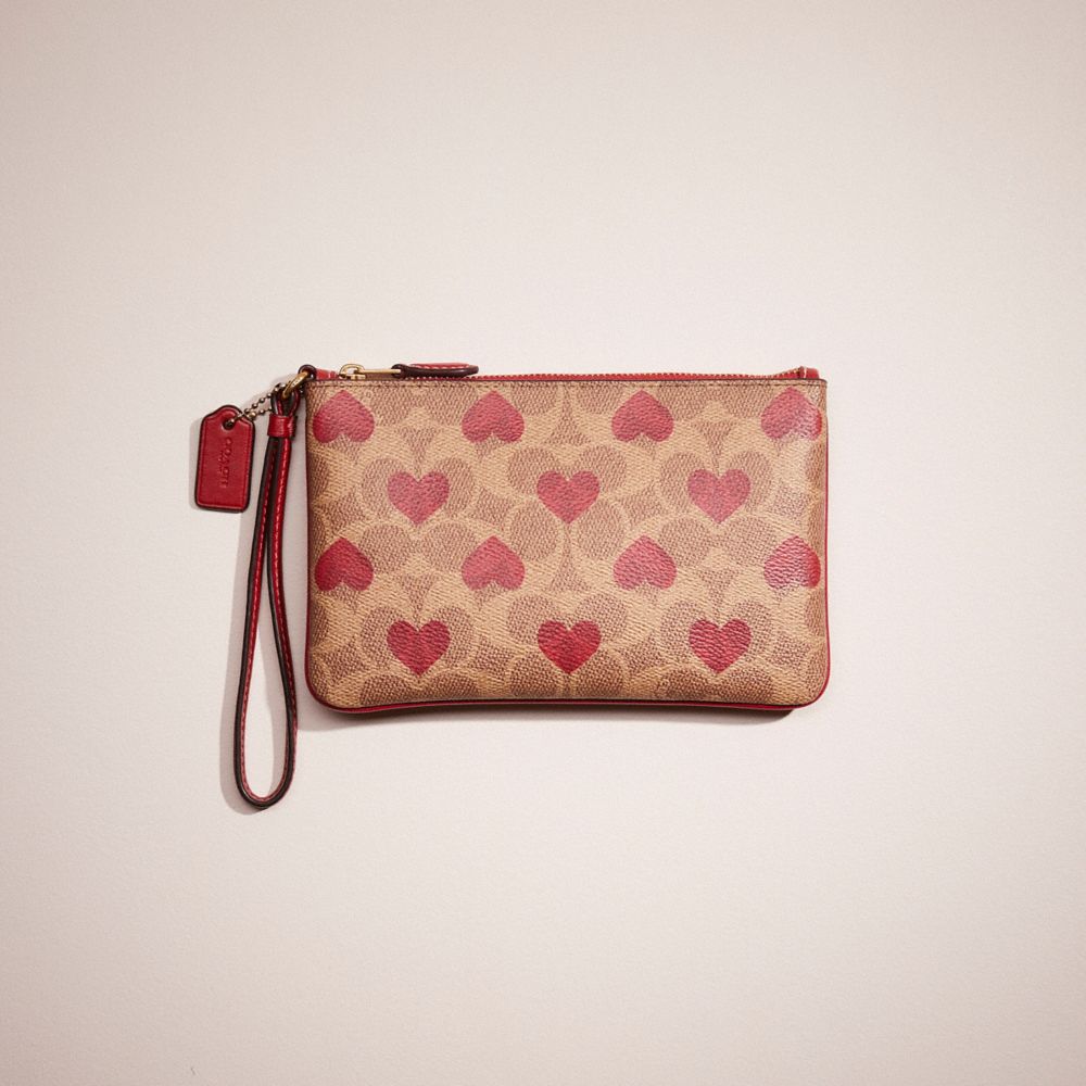Restored Small Wristlet In Signature Canvas With Heart Print