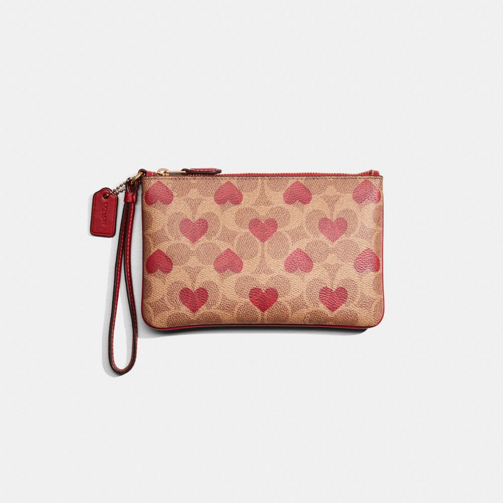 Restored Small Wristlet In Signature Canvas With Heart Print