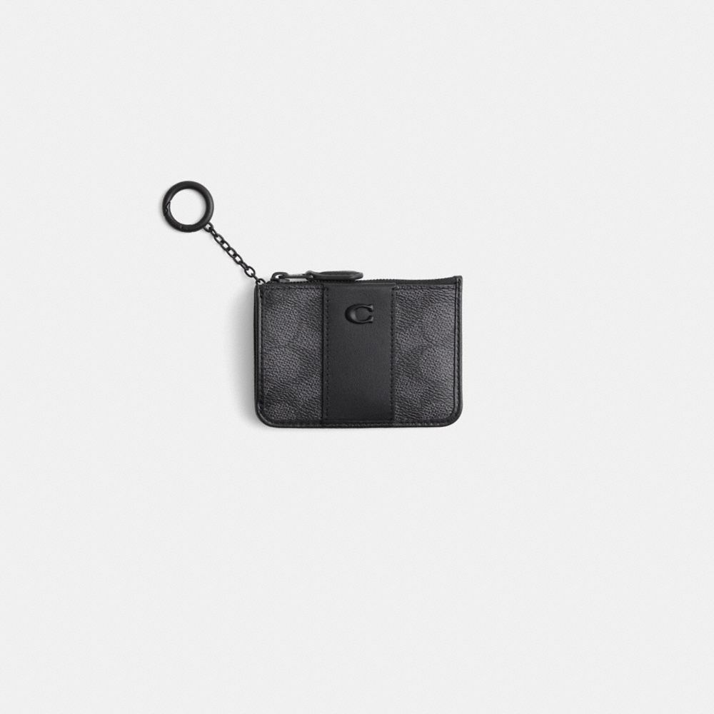 Coach Restored Mini Skinny Id Case In Signature Canvas In Gray