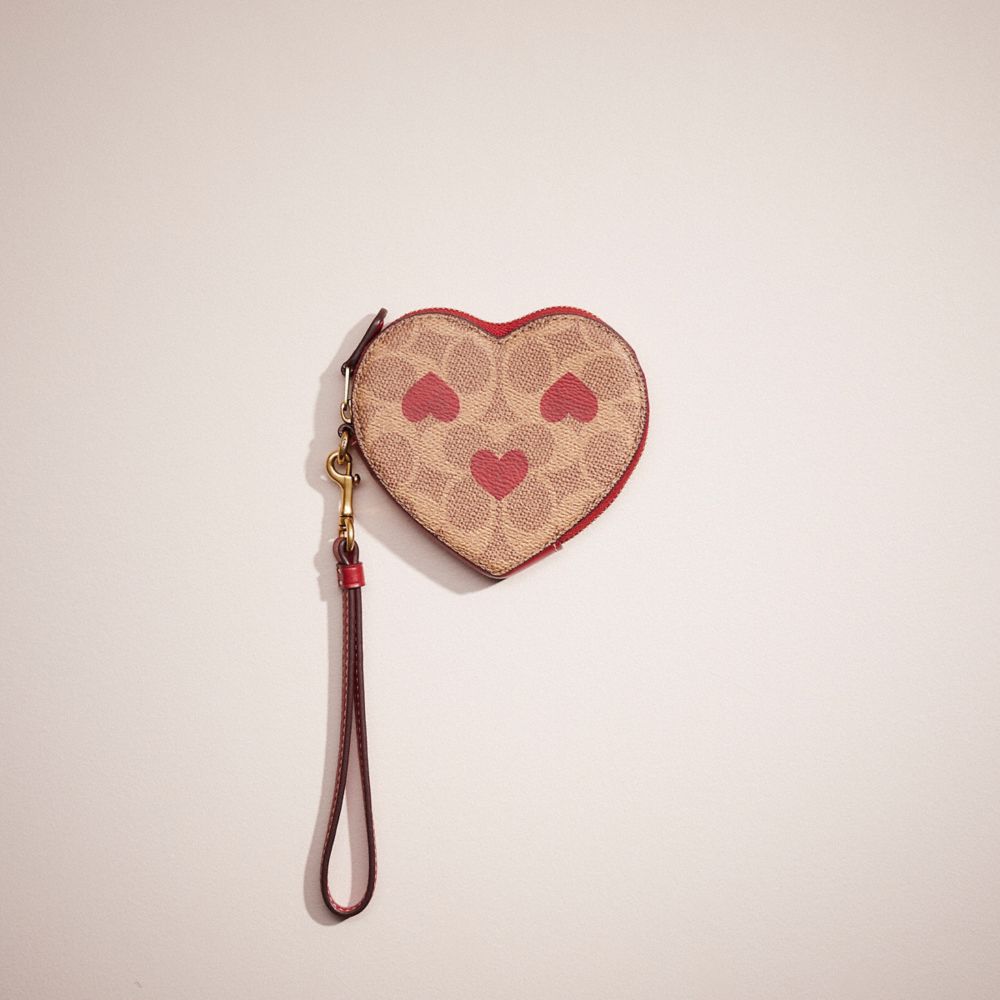 Restored Heart Wristlet In Signature Canvas With Heart Print