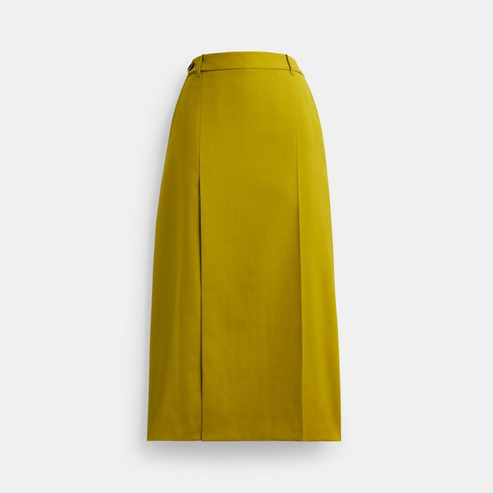 COACH®,LONG TAILORED SKIRT,Green,Front View