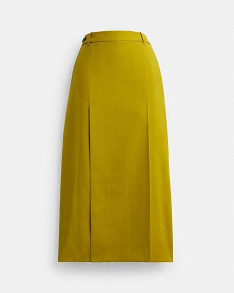 COACH®,LONG TAILORED SKIRT,Green,Front View