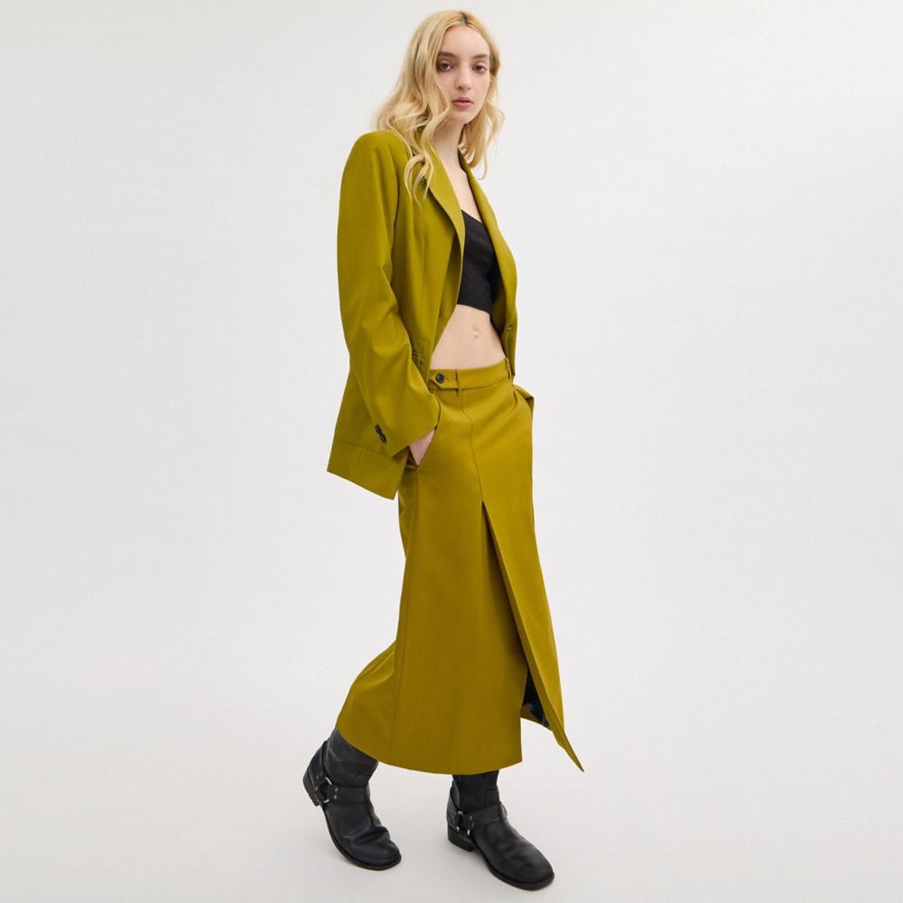 COACH®,LONG TAILORED SKIRT,Green,Scale View