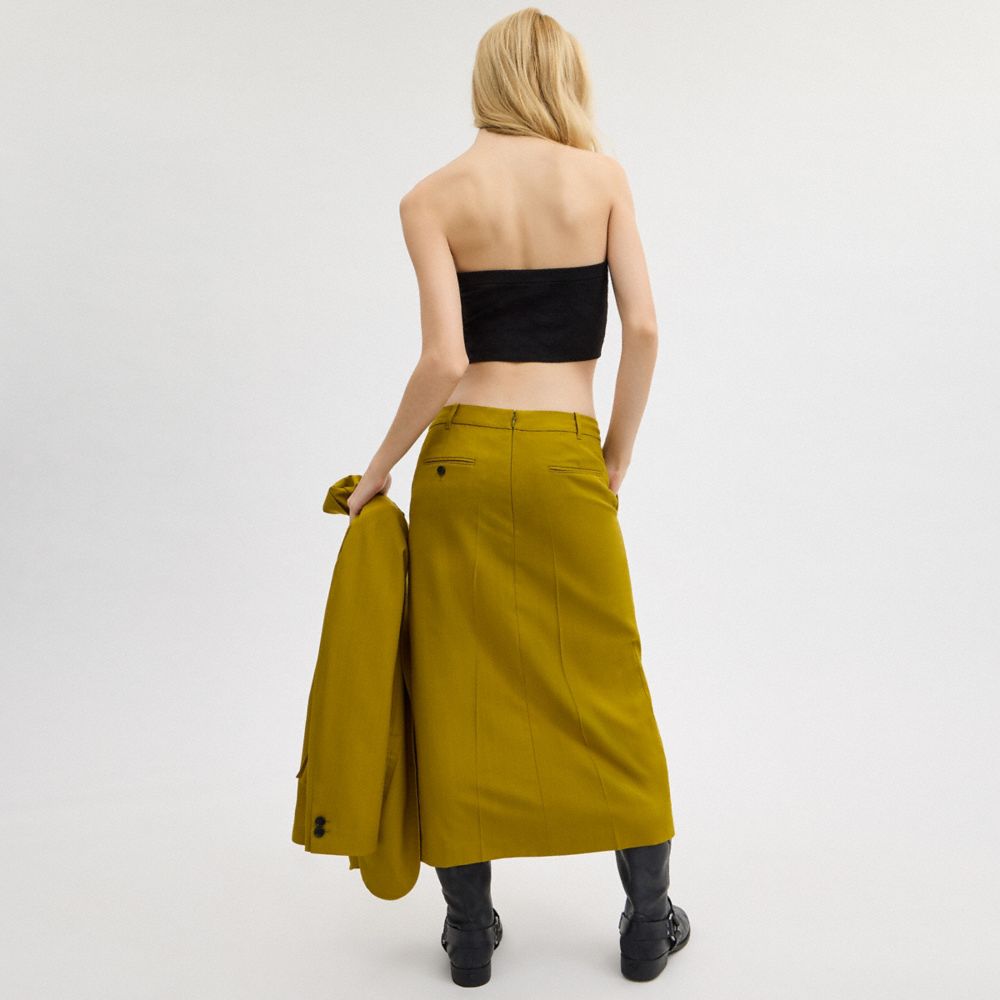 COACH®,LONG TAILORED SKIRT,Green,Scale View