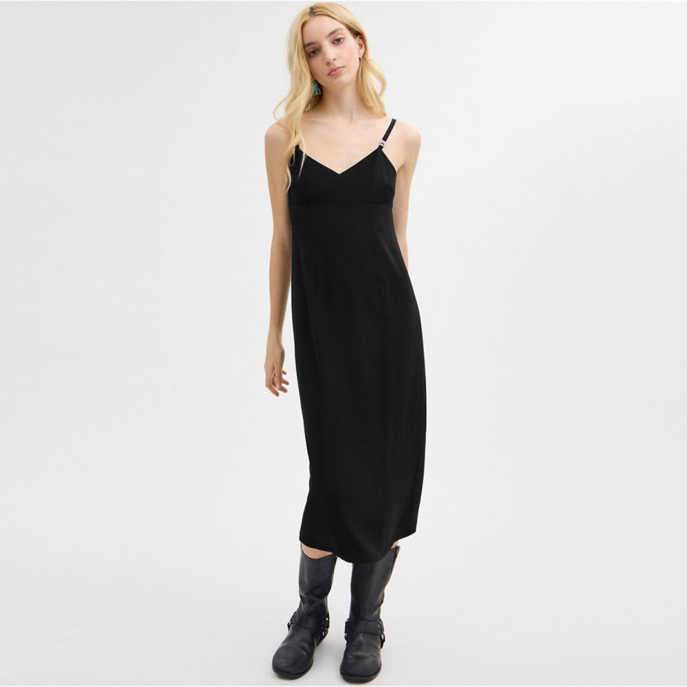 COACH®,HERITAGE C SILK MIDI DRESS,Black,Scale View