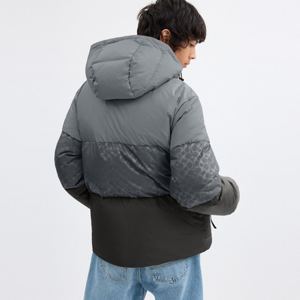 COACH®,Colorblock Down Jacket In Recycled Polyester,,Scale View