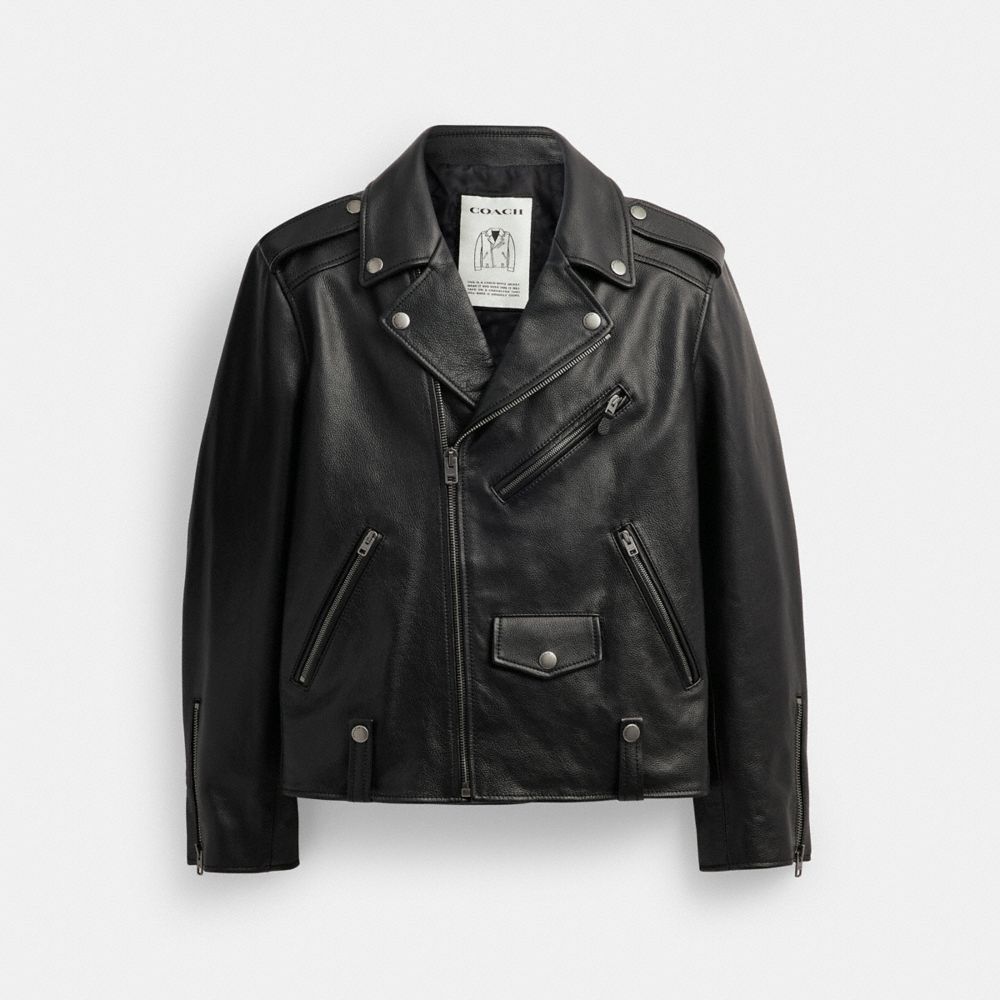 COACH®,VESTE MOTO,Noir,Front View