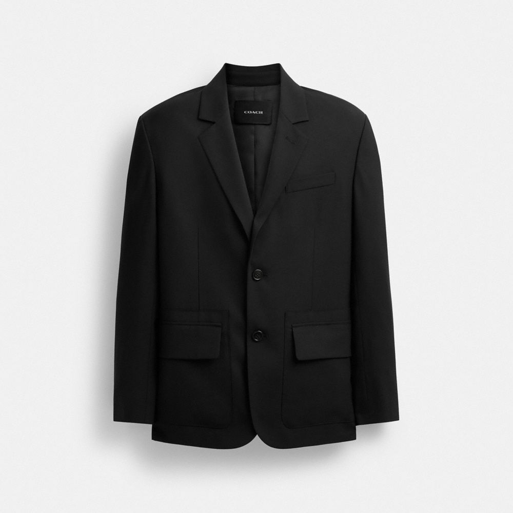 COACH®,TAILORING BLAZER,wool,Black,Front View