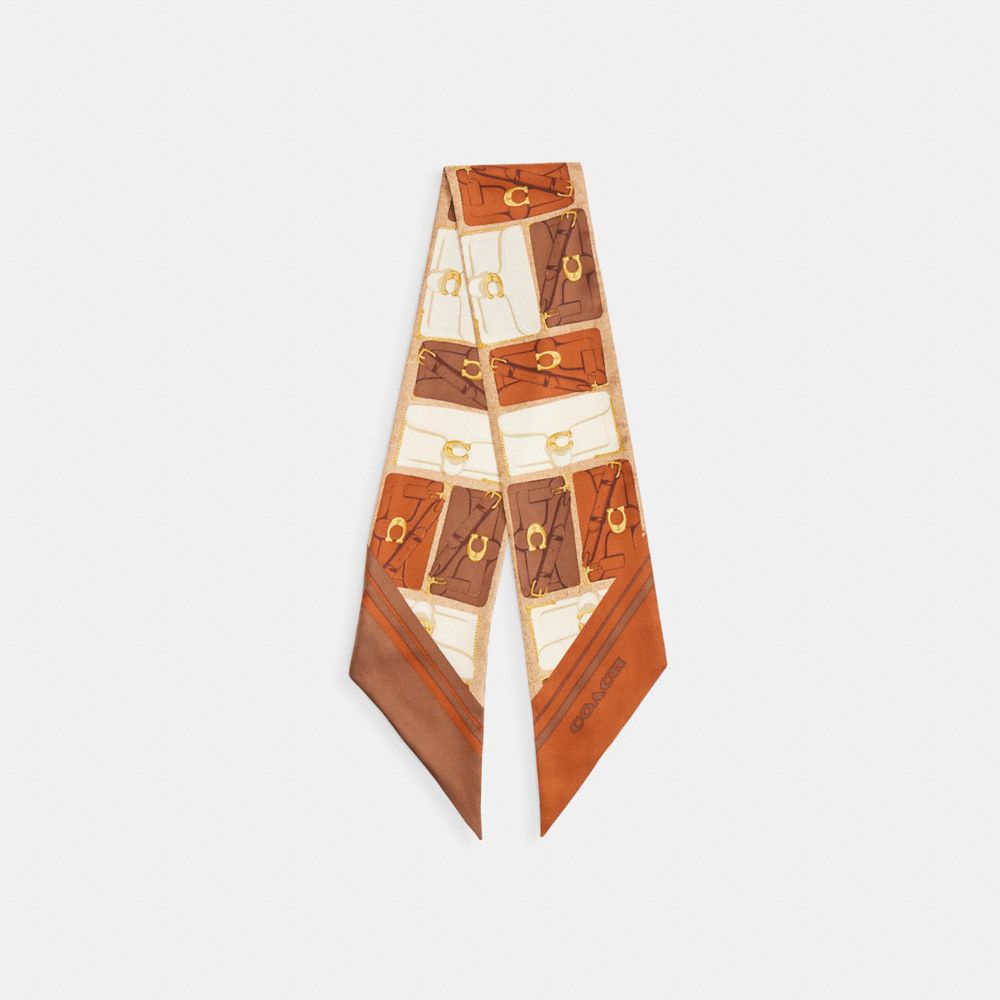 Tabby Bag Print Silk Wide Skinny Scarf