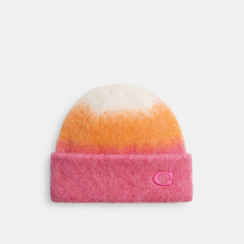 COACH®,Ombre Beanie,Wool Blend,Beanie,Embroidered,Logo,Casual,Multi Color,Front View