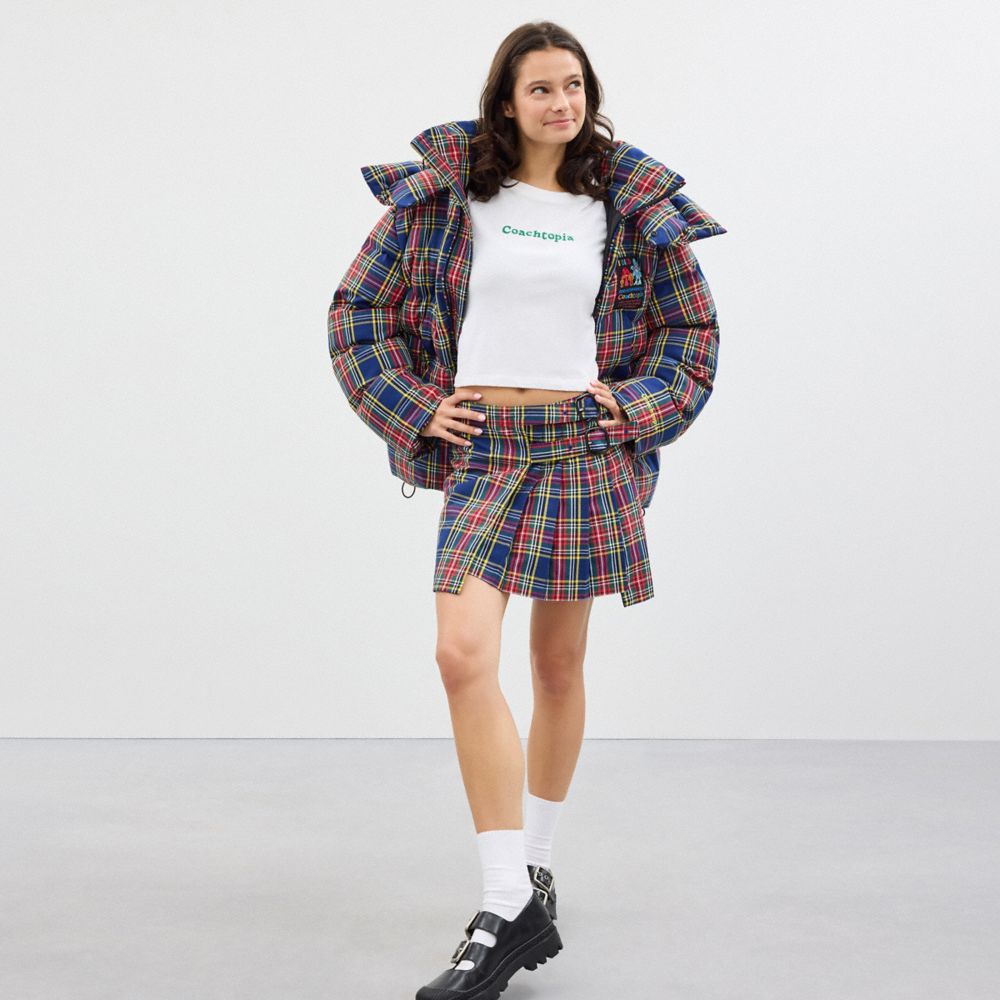 Coach Topia Loop Mini Skirt With Plaid Pattern In Plaid