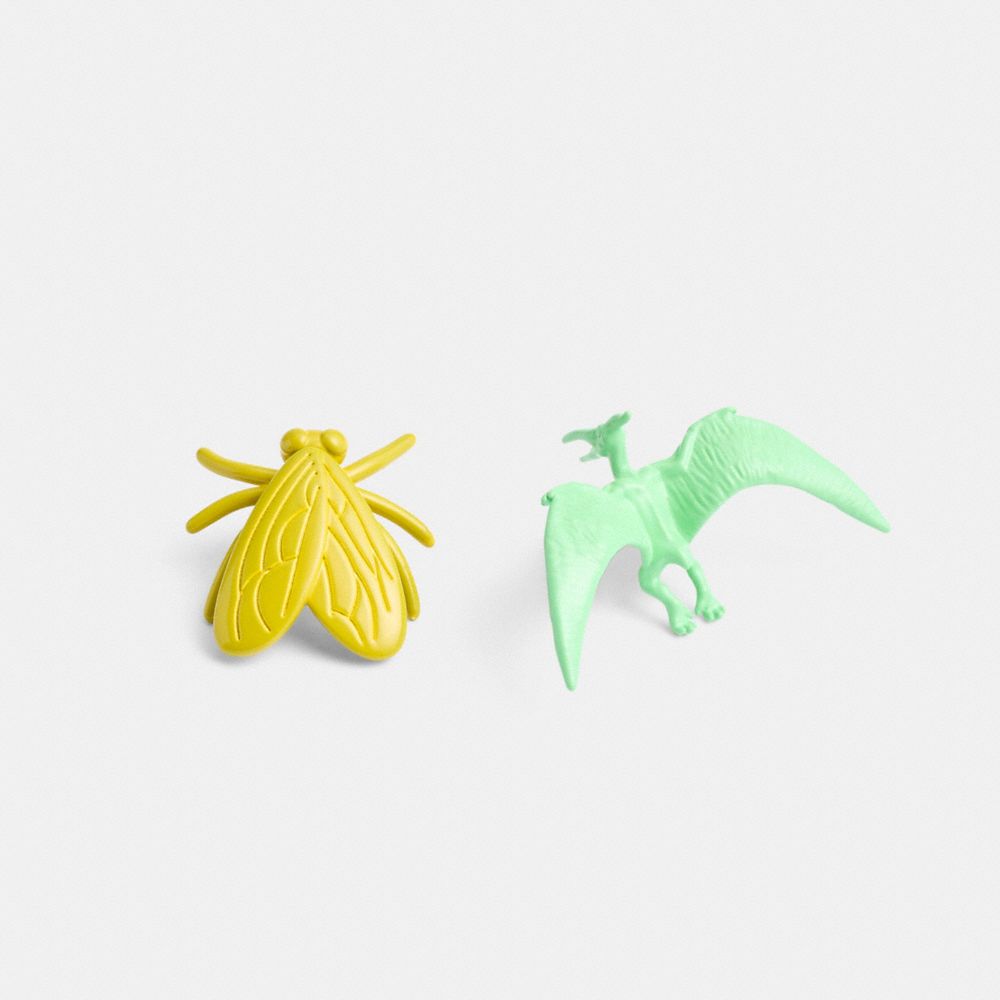 COACH®,Fly Dinosaur Mismatch Brooch Set,Brooch,Cubic Zirconia,Casual,Multi Color,Front View