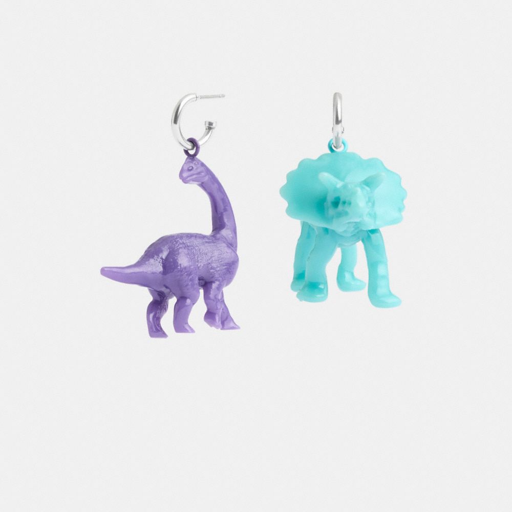 COACH®,DINOSAUR MISMATCH EARRINGS,Silver/Multi,Inside View,Top View