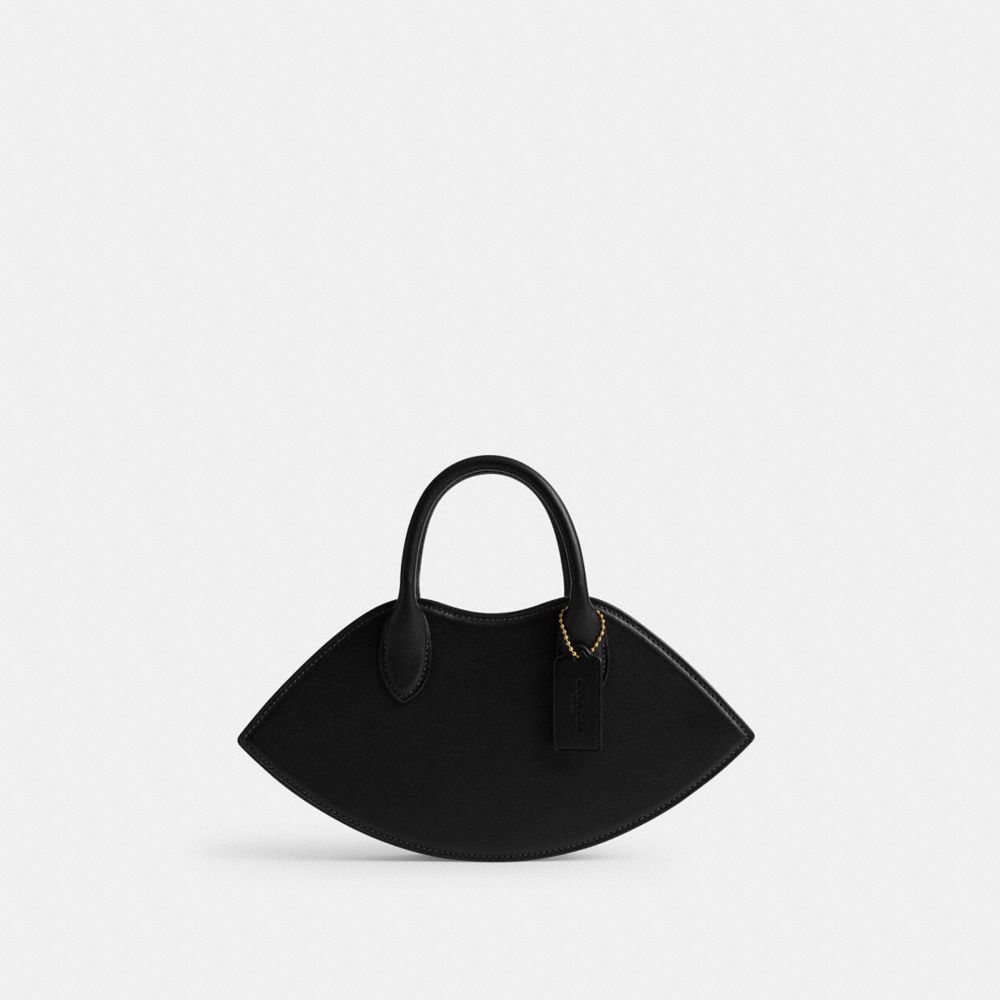 COACH®,LIP BAG,Glovetan Leather,Small,Brass/Black,Front View