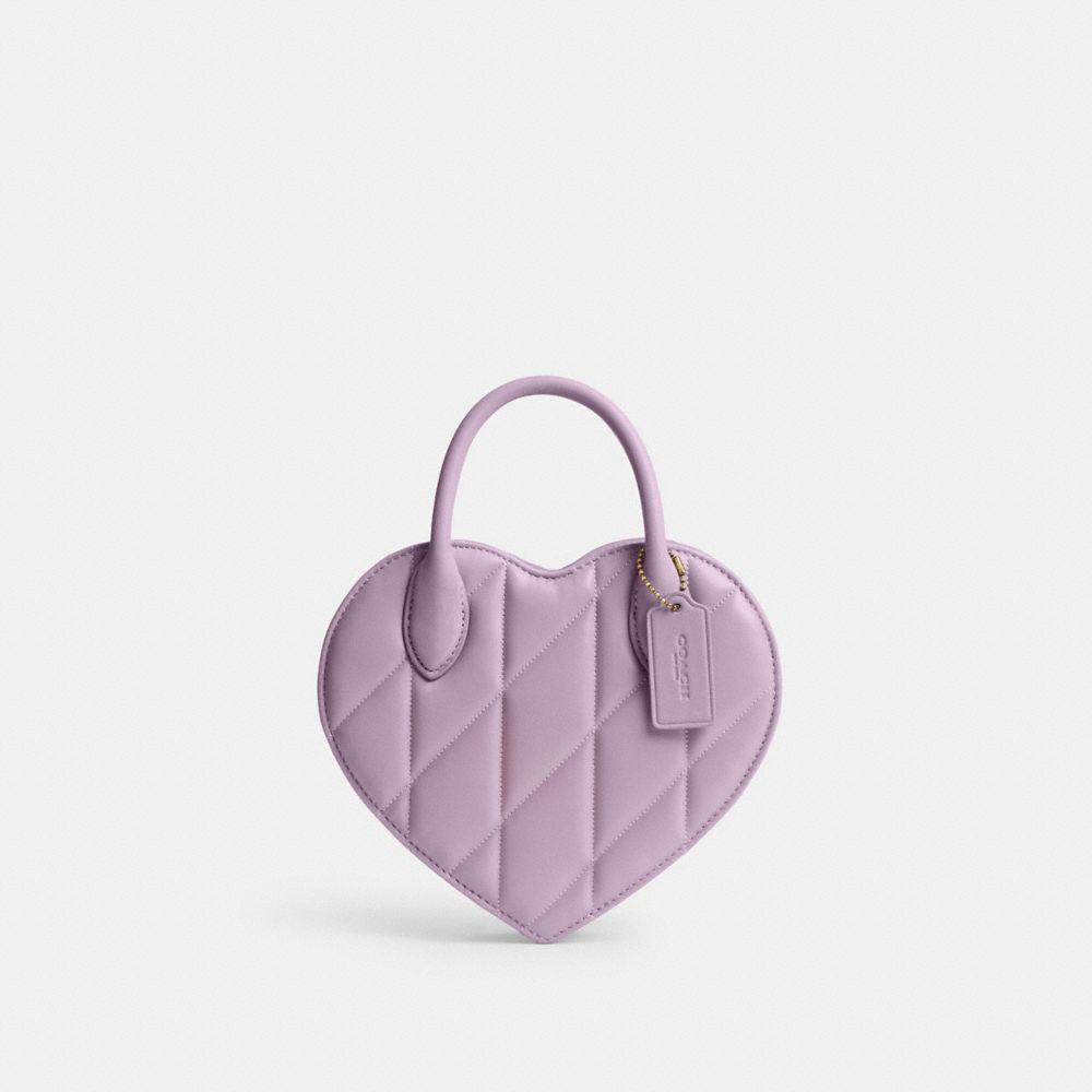 COACH®,HEART BAG WITH QUILTING,B4/Soft Purple,Front View image number 0