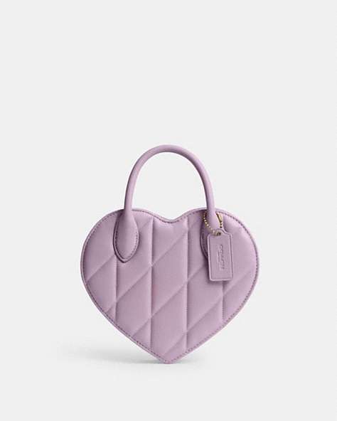 COACH®,HEART BAG WITH QUILTING,B4/Soft Purple,Front View