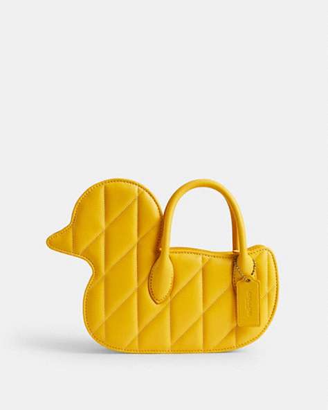 COACH®,DUCK BAG WITH QUILTING,Nappa leather,Medium,Brass/Canary,Front View