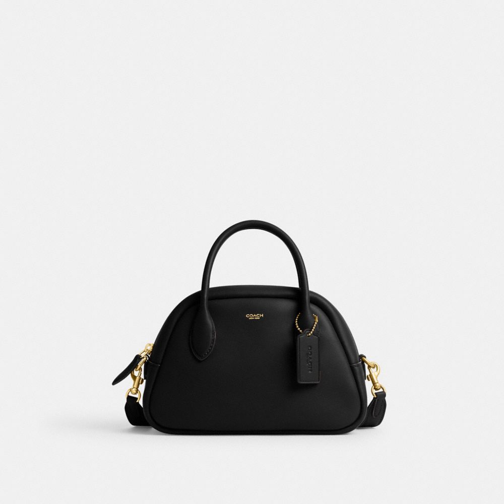 COACH®,BOROUGH BOWLING BAG,Glovetan Leather,Medium,Brass/Black,Front View image number 0