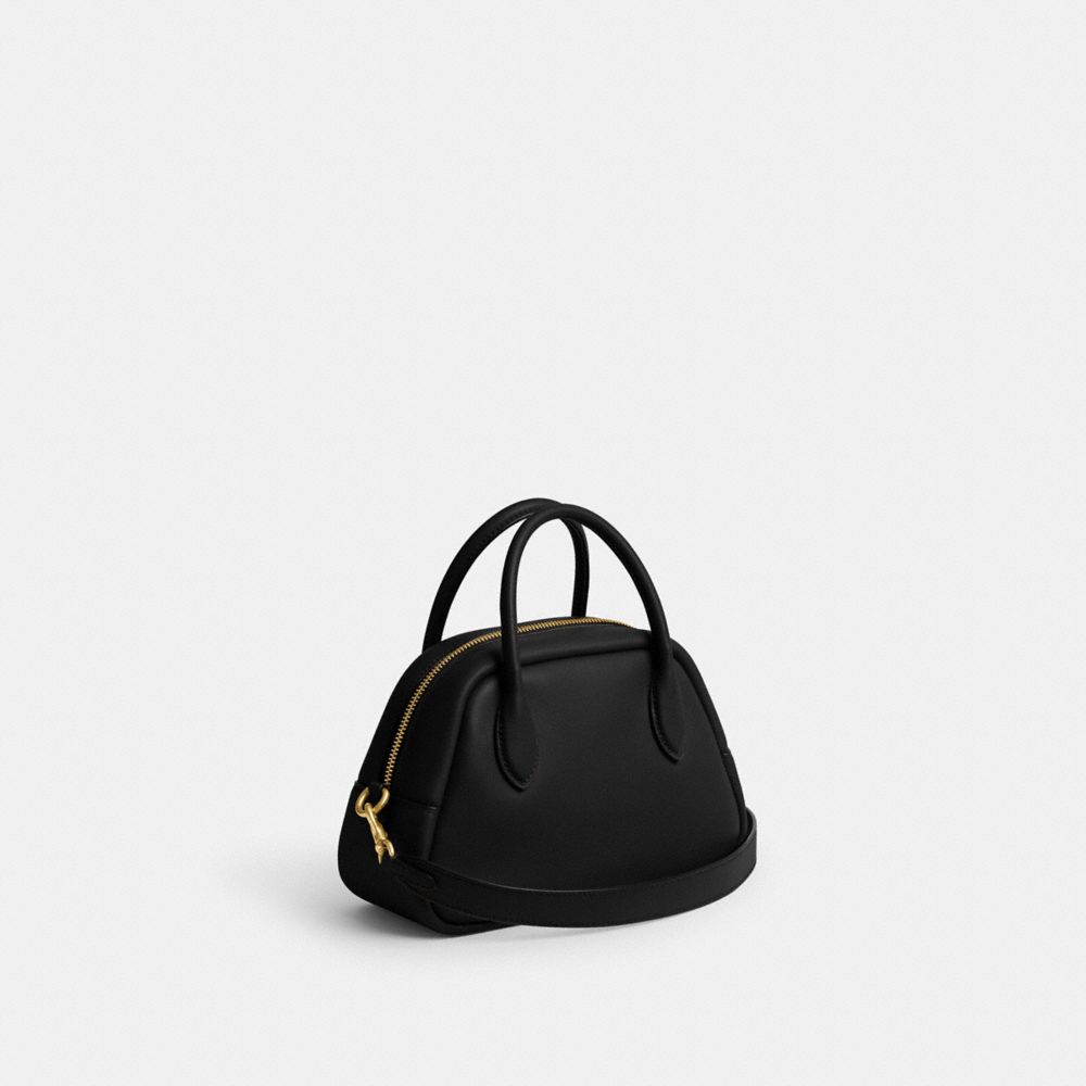 COACH®,BOROUGH BOWLING BAG,Glovetan Leather,Medium,Brass/Black,Angle View