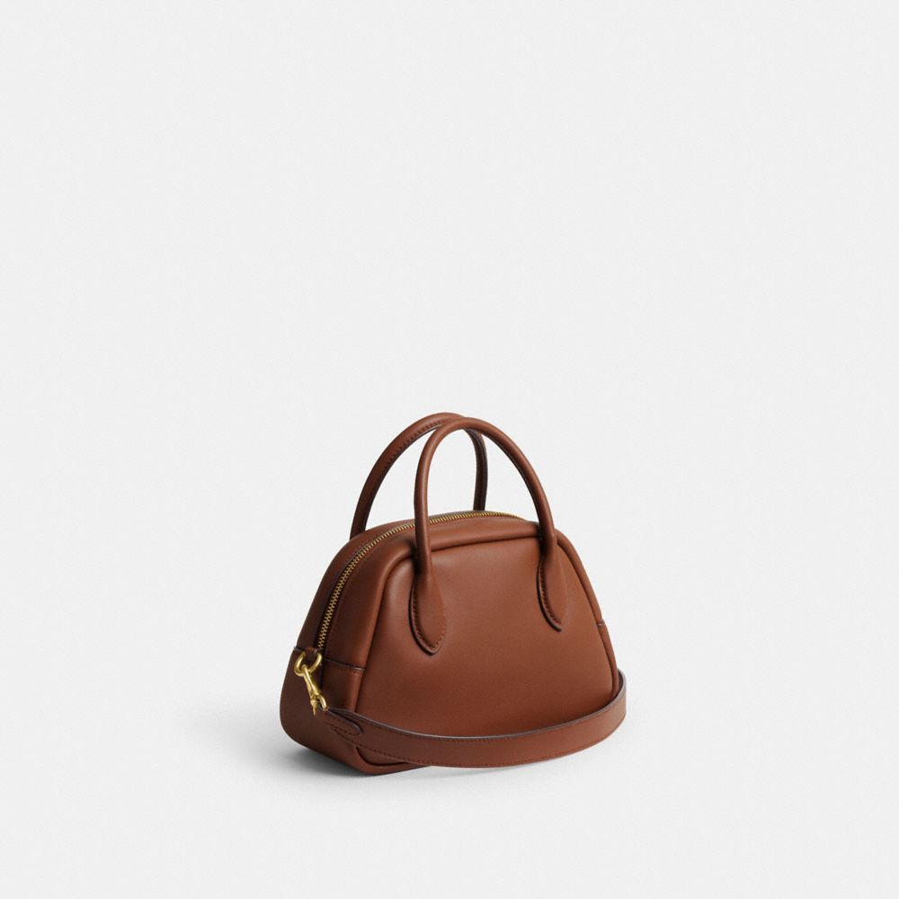 COACH®,Borough Bowling Bag,Leather,Bowler Bag,Embossed,Logo,Day Party,Brown,Angle View