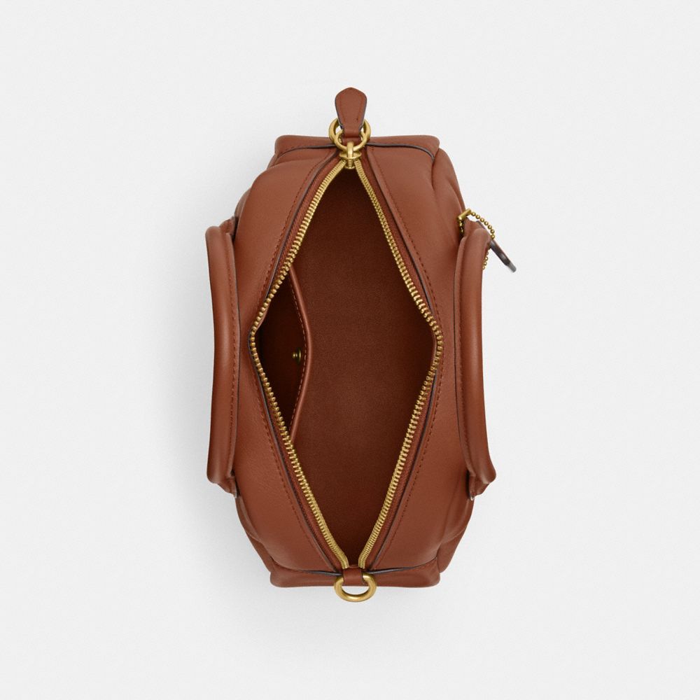 COACH®,BOROUGH BOWLING BAG,Glovetan Leather,Medium,Brass/1941 Saddle,Inside View,Top View