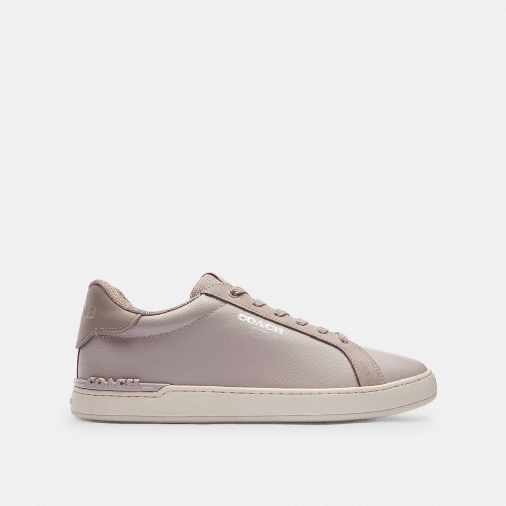 COACH®,CLIP LEATHER LOW TOP SNEAKER,Grey Birch,Angle View
