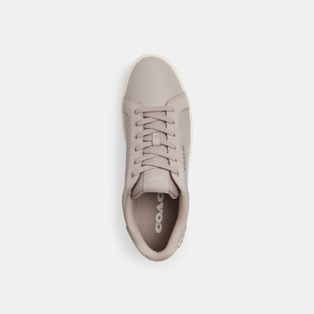COACH®,CLIP LEATHER LOW TOP SNEAKER,Grey Birch,Inside View,Top View