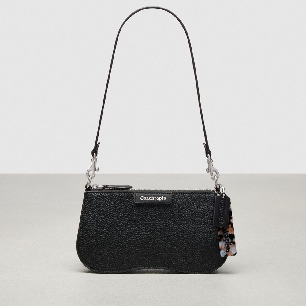 Shop Coach Small Wavy Shoulder Bag In Topia Leather In Black