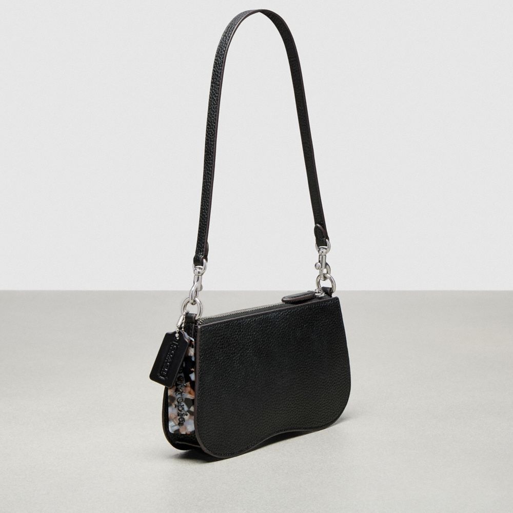 Shop Coach Small Wavy Shoulder Bag In Topia Leather In Black