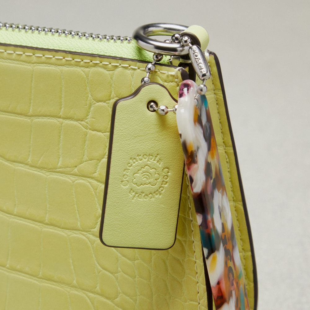 COACH®,Small Wavy Shoulder Bag In Croc Embossed Coachtopia Leather,Leather,Shoulder Bag,Animal Skin Embossing,Day Party,Green