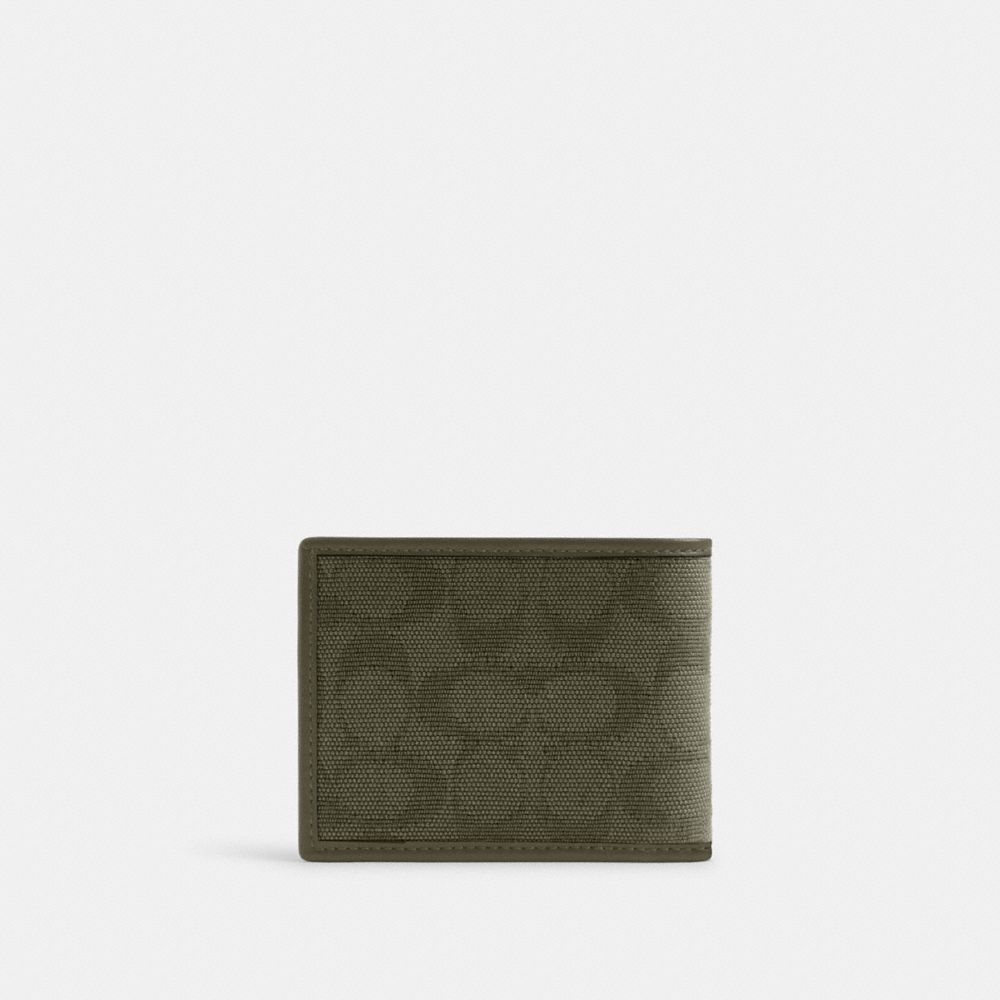 Shop Coach Schmales Portemonnaie Aus Signature-canvas-jacquard In Army Green