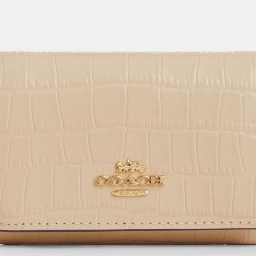 COACH®,MICROPORTEFEUILLE,Cuir innovant,Or/Ivoire