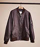 COACH®,UPCRAFTED LEATHER MA-1 JACKET,Leather,Pilot Brown,Front View
