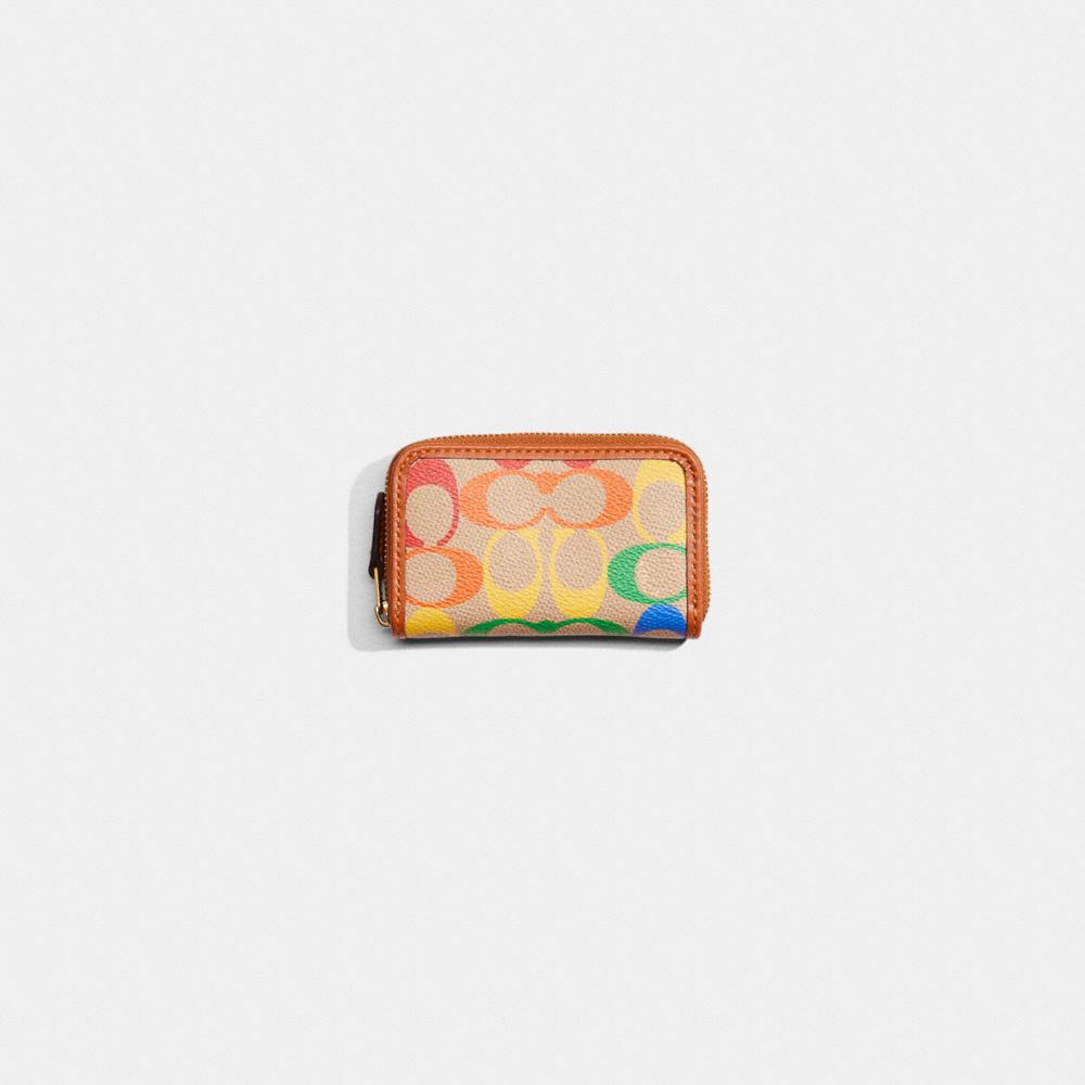 COACH Card Case Rainbow Signature Canvas Wallet