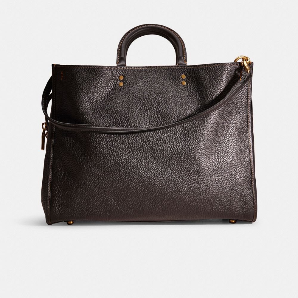 COACH®,RESTORED ROGUE 39 IN REGENERATIVE LEATHER,Pebble Leather,Brass/Black,Front View