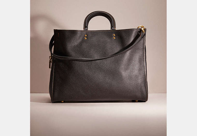 COACH®,RESTORED ROGUE 39 IN REGENERATIVE LEATHER,Pebble Leather,Brass/Black,Front View
