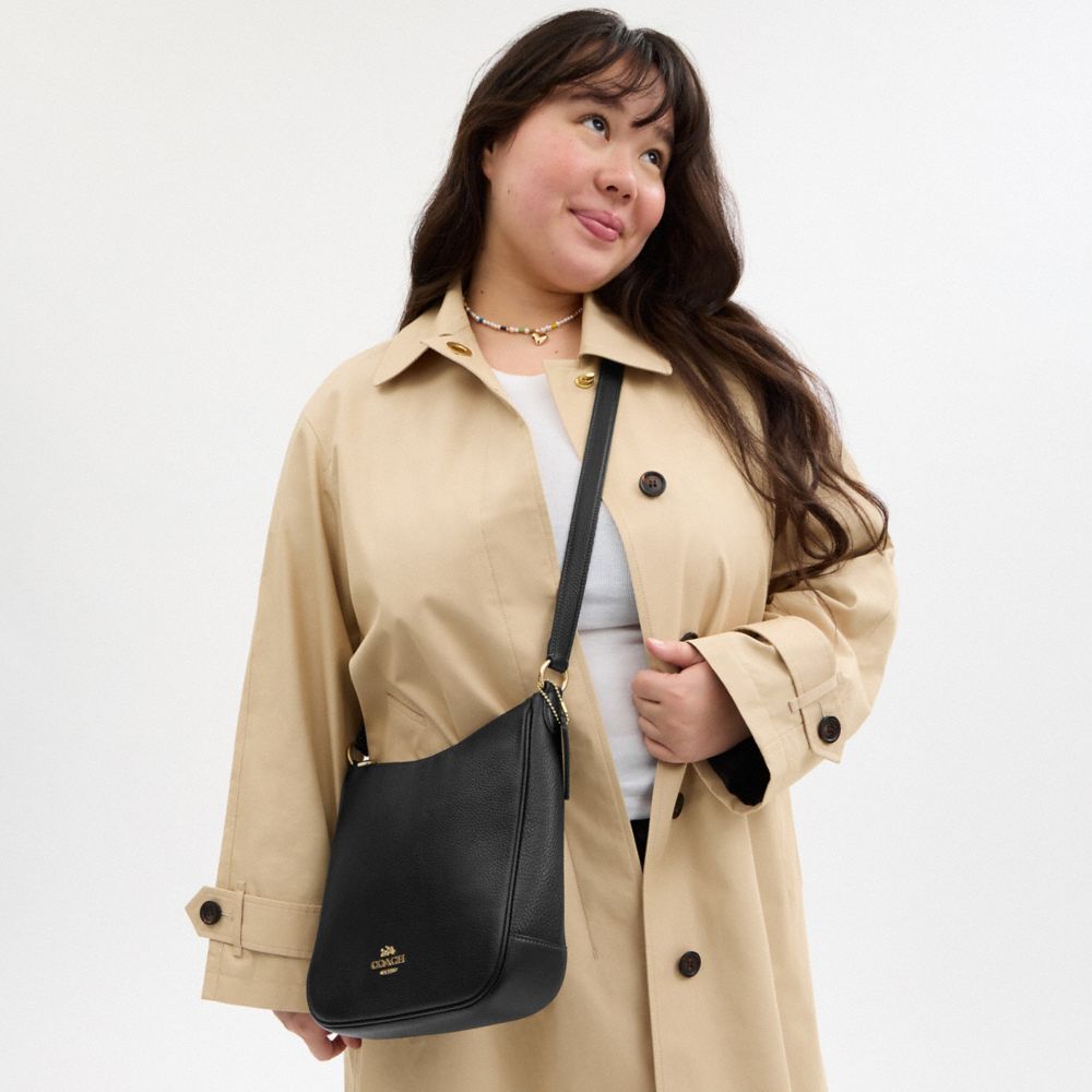COACH®,Ellie File Bag,Leather,Crossbody,Metal,Logo,Casual,Black