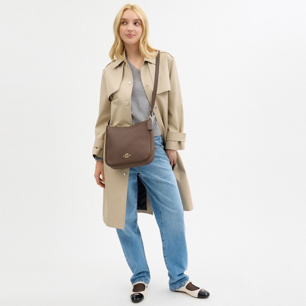 COACH®,Ellie File Bag,Leather,Crossbody,Metal,Logo,Casual,Brown