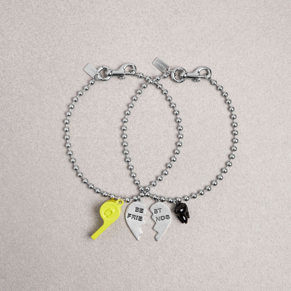COACH®,Best Friends Charm Necklace Set,Silver,Front View