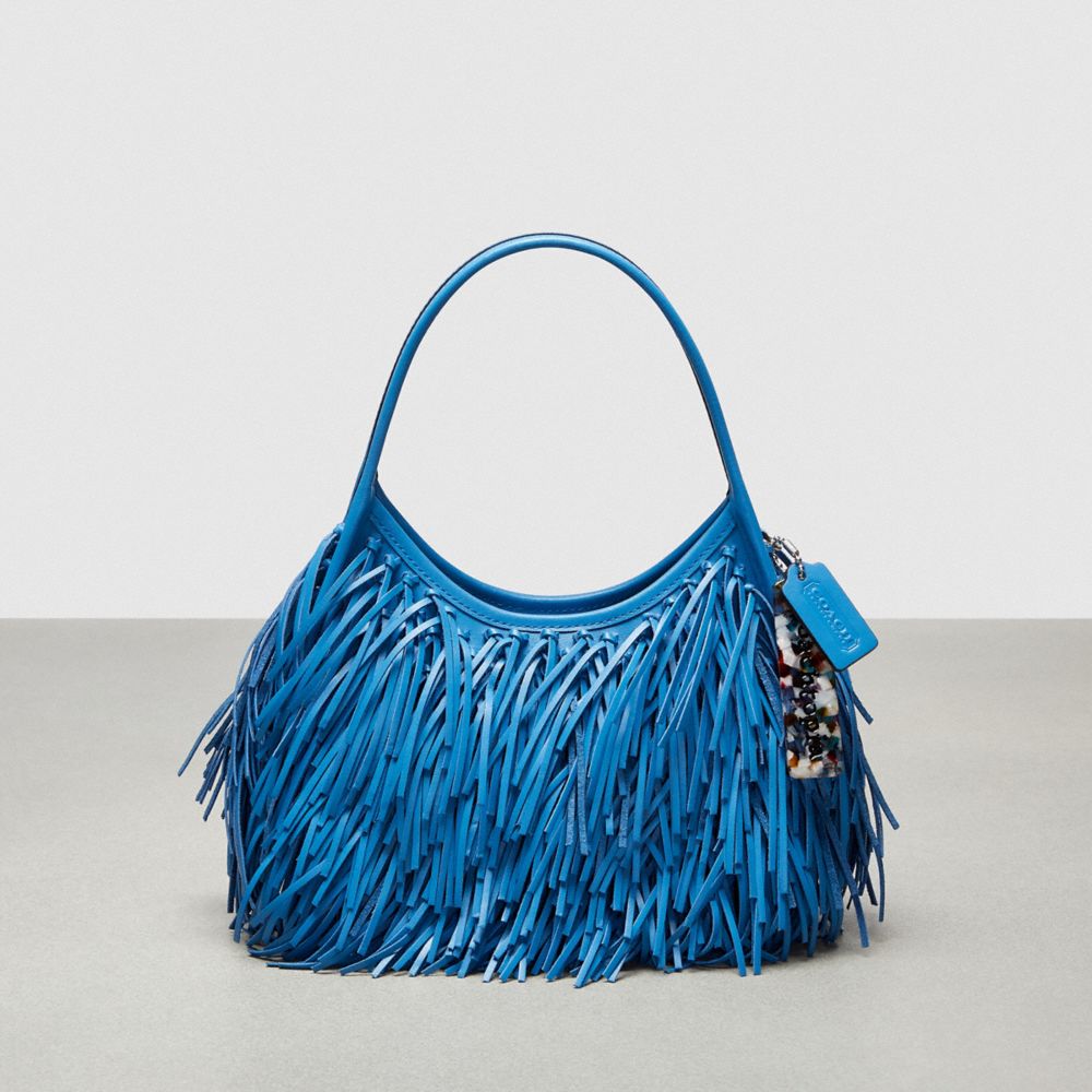 COACH®,Ergo Bag in Upcrafted Fringe Leather,Small,Racer Blue,Front View