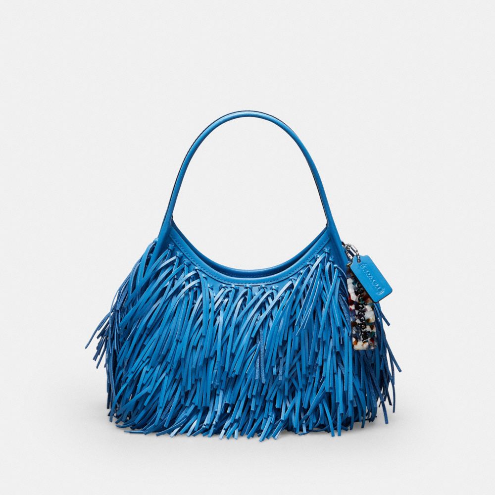 COACH®,Ergo Bag in Upcrafted Fringe Leather,Small,Racer Blue,Front View