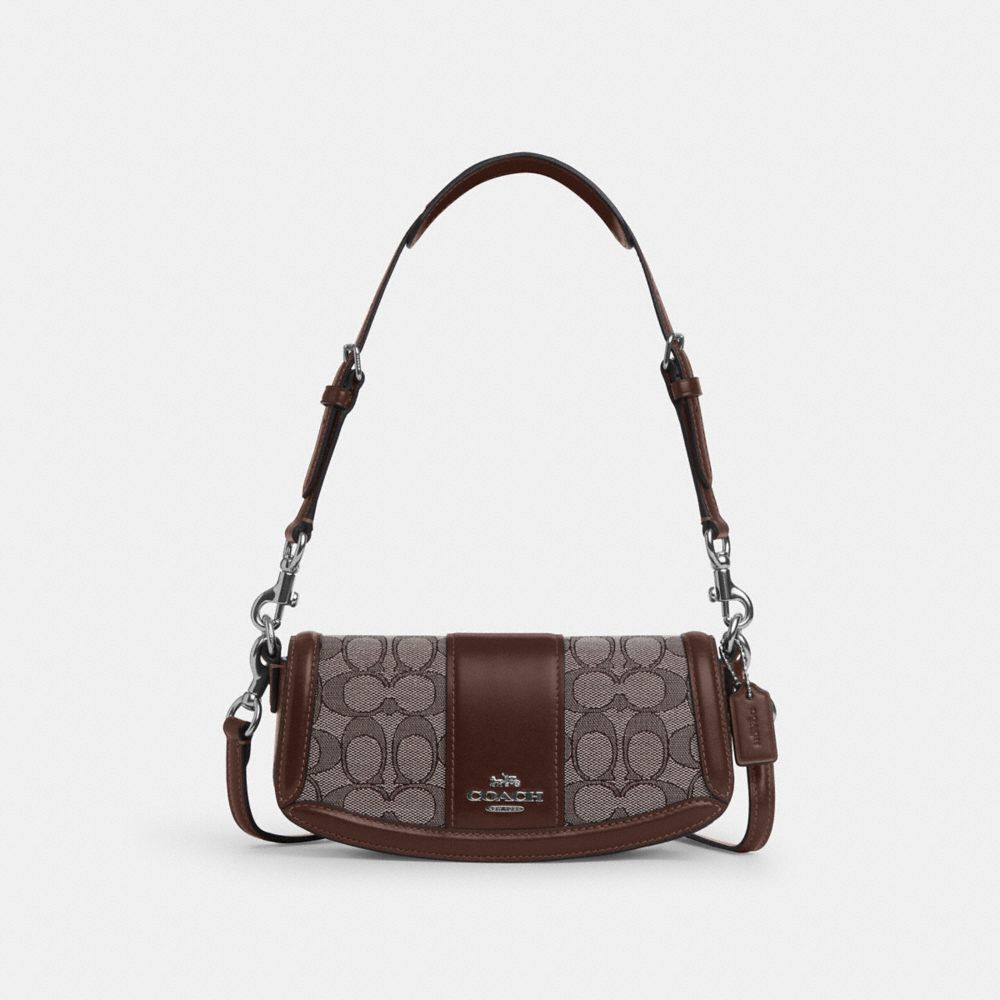 COACH®,ANDREA SMALL SHOULDER BAG IN SIGNATURE JACQUARD,Non Leather,Mini,Sv/Oak/Maple,Front View